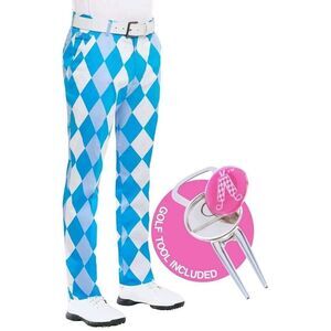 Royal & Awesome Mens Size 36X30 Old Tom Blue Argyle Golf Pant Stretch Cotton NWT